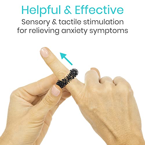 Vive Spike Fidget Rings (12 Piece) - Metal Spiky Fidget Band - for Anxiety, Stress Relief, Kids, Women, Men, Children - Silent Finger Massage Roller - for Acupressure, Home, School, Car and Travel