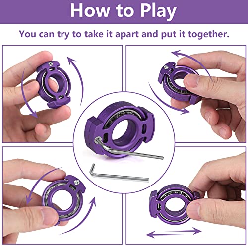 Aolcev Fidget Spinner Fidget Toy Hand Spinner Stainless Steel Metal 1-3 Min Rotating Fidget Sensory Toy Handheld Fidget Toys Finger Gyro Toy EDC Focus Anxiety Stress Relief Toys for Kids Adults Purple