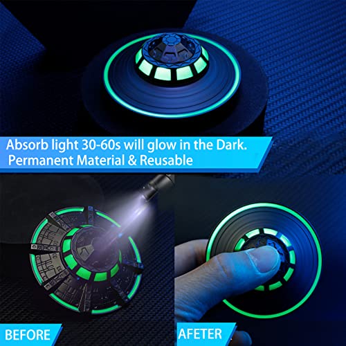 Spaceship Fidget Spinners Metal, Alloy UFO Model Finger Hand Spinner, Fidget Autism Sensory Gadget Toys, Anxiety Relief Toy for Kids & Adults, Luminous Night Effects, Portable Desk Office Toy
