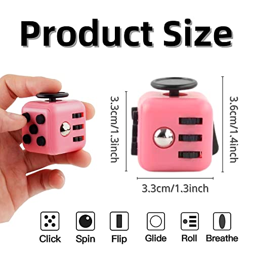 Yeefunjoy Fidget Toy Cube Toy Finger Toy, Fidget Toy Stress Relief and Anti-anxiety Toy With 6 Different Sides, Children Desk Toy Relieve Toy Office Classroom Toy Gift for Adults & Kids (pink)