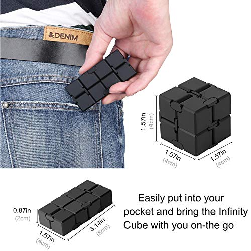 Infinity Cube 2 PCS Fidget Cube Puzzle, 3D Fidget Controller Pad Toy For Kids Adults, Fidget Chain Stress Anxiety Relief for Mini Gadget Desk Fidget Finger Toys for Killing Time