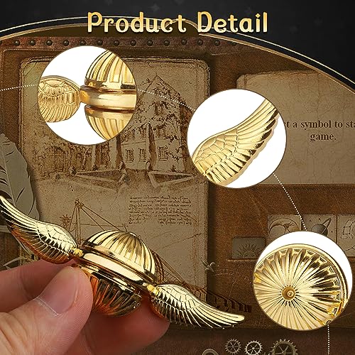 Golden Fidget Spinner Metal Fingertip Gyro Fidget Ball Toy for Fans of Magical World, Finger Hand Spinner Birthday Gift for Kid Adult, Small Desk Sensory Stress Relief Toy