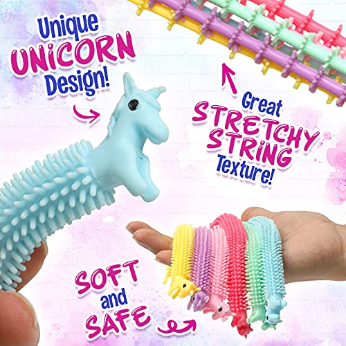 Sensory Fidget Stretchy String, Stress Relief String Toys for Kids and Adults, 6 Pcs Strings Against Anxiety, Fidgeting, Therapeutic Anxiety Reliever for Kids with Autism, ADD, ADHD (unicorn)
