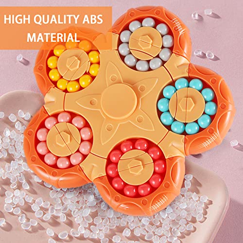 Magic Bean Rotating Cube,Hand Spinner Jigsaw Puzzle Toy,Relief Sensory Fidget toy Sorting Brain Training Iq Games Cube Spinning Finger Toy,Gift for Kids age 3 Above for Birthday(Ten sides - Blue)