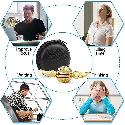 Golden Fidget Spinner Metal Fingertip Gyro Fidget Ball Toy for Fans of Magical World, Finger Hand Spinner Birthday Gift for Kid Adult, Small Desk Sensory Stress Relief Toy