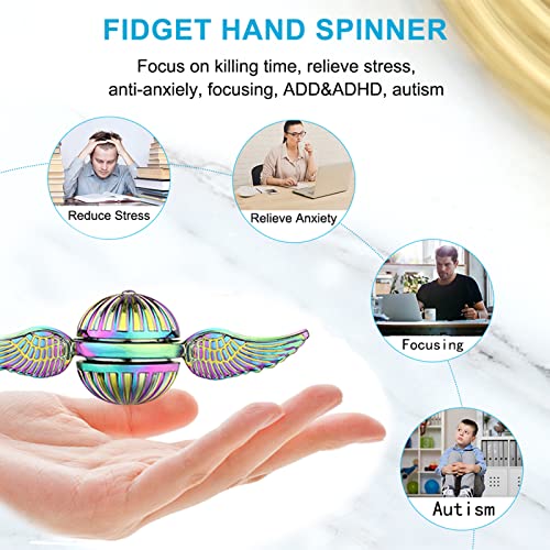 Snitch Fidget Spinner Metal Toy for Kids & Adults - Cool Magic Wizardly World Orb Finger Hand Spinner Toys Fidgets - Best Gift for Sensory Anti Anxiety Stress Relief, Quiet Desk Toys