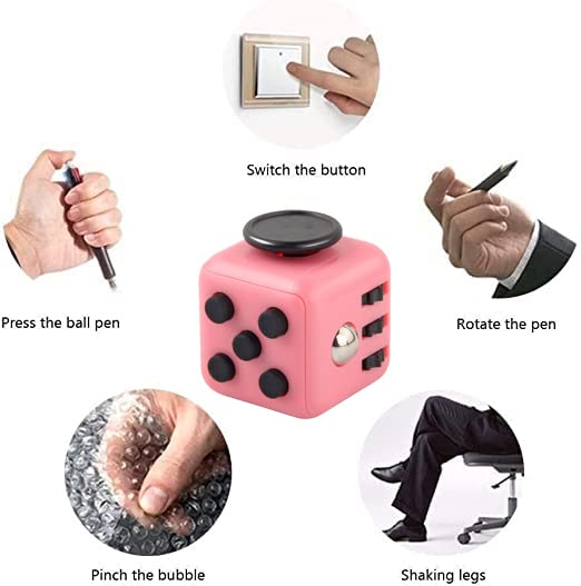 Yeefunjoy Fidget Toy Cube Toy Finger Toy, Fidget Toy Stress Relief and Anti-anxiety Toy With 6 Different Sides, Children Desk Toy Relieve Toy Office Classroom Toy Gift for Adults & Kids (pink)