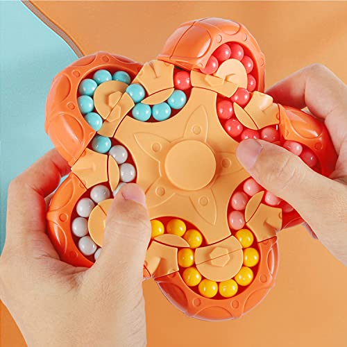 Magic Bean Rotating Cube,Hand Spinner Jigsaw Puzzle Toy,Relief Sensory Fidget toy Sorting Brain Training Iq Games Cube Spinning Finger Toy,Gift for Kids age 3 Above for Birthday(Ten sides - Blue)