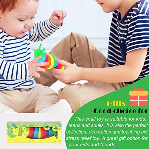 Fidget Slug Sensory Toys Articulated Fingers 3D Slug Fidget Toy Anxiety Stress Reliever Office Desk Toy Flexible Stretch Stim Twisted Rainbow Slug Toy Fun Educational Toys Gift for Kids Children Adult