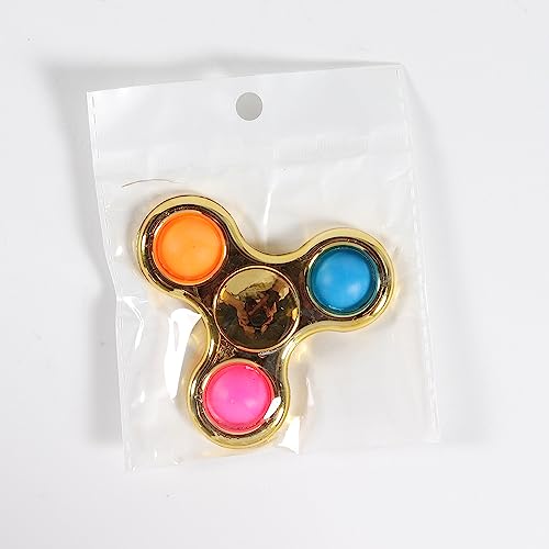 Chrome Fidget Spinner Poppet Simple Rotation Sensory Toy, Pop it Fidget Toy, Portable Fidget Poppet Stress Relief Anti-Anxiety Poper Spinner Metallic Gold Hand Toy Brain Development Toy Gift for Kids