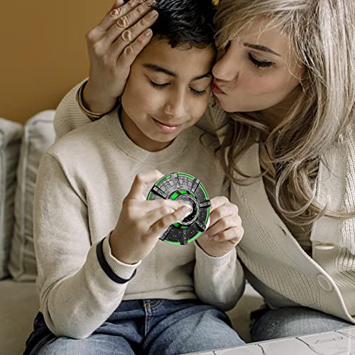 Spaceship Fidget Spinners Metal, Alloy UFO Model Finger Hand Spinner, Fidget Autism Sensory Gadget Toys, Anxiety Relief Toy for Kids & Adults, Luminous Night Effects, Portable Desk Office Toy