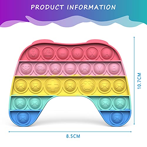 Bdwing Push it Pop Bubble Fidget Toy, Stress Relief Sensory Toys, Silicone jumbo Poppet Fidgets for Autism, Relieve Fatigue Finger Toys for Kids, Adults (Macaron-gamepad)