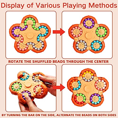 Steemjoey Magic Bean Rotating Cube, Hand Toy Jigsaw Puzzle Toy, Stress Relief Sensory Fidget Toy Sorting Brain Training Iq Games Cube Toy Finger Toy, Gift for Kids and Adults for Christmas Birthday
