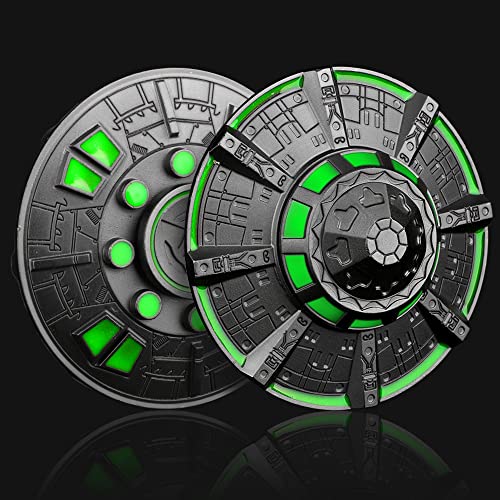 Spaceship Fidget Spinners Metal, Alloy UFO Model Finger Hand Spinner, Fidget Autism Sensory Gadget Toys, Anxiety Relief Toy for Kids & Adults, Luminous Night Effects, Portable Desk Office Toy
