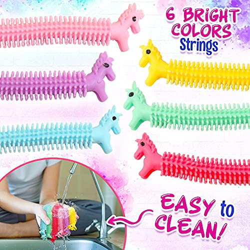 Sensory Fidget Stretchy String, Stress Relief String Toys for Kids and Adults, 6 Pcs Strings Against Anxiety, Fidgeting, Therapeutic Anxiety Reliever for Kids with Autism, ADD, ADHD (unicorn)