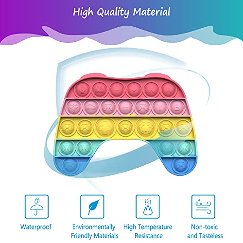 Bdwing Push it Pop Bubble Fidget Toy, Stress Relief Sensory Toys, Silicone jumbo Poppet Fidgets for Autism, Relieve Fatigue Finger Toys for Kids, Adults (Macaron-gamepad)