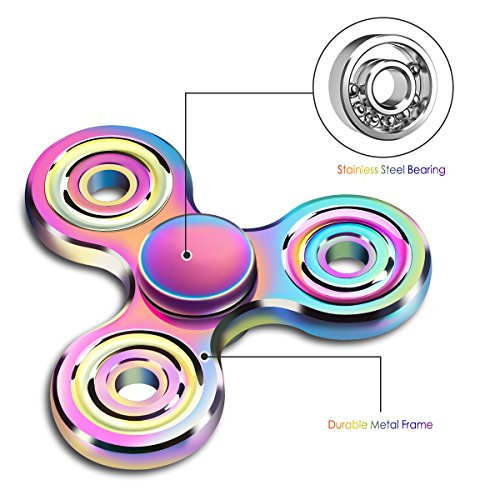 Vunake Fidget Spinner Hand Spinner Fidget Toys for Kids Adults Stainless Steel Bearing High Speed 2-5 Min Spins Precision Brass Tri Finger Gyro Toy EDC ADHD Focus Anxiety Stress Relief Sensory Toys