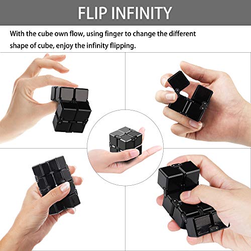 Funxim Infinity Cube Fidget Toy Cube suitable for Adults & Kids, New Version Fidget Finger Toy Stress and Anxiety relief, Killing Time Fidget Toys Infinite Cube suitable for Office Staff (Black)