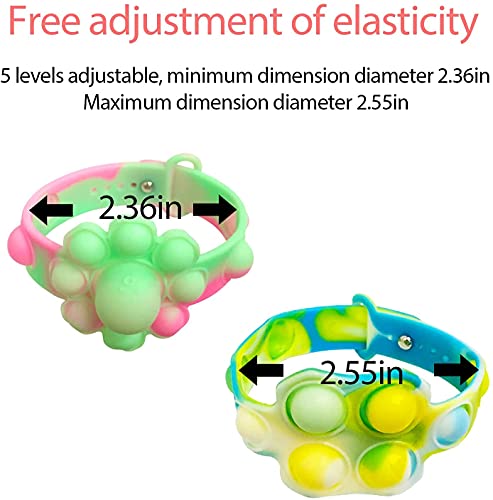 GuassLee 6 Pack Wristband Fidget Toys, Push Pop Bubble Stress Relief Toy Sensory Game Fidget Hand Finger Press Colorful Wearable Silicone Bracelet Toy Fun Toy for Anxiety Kids and Adults