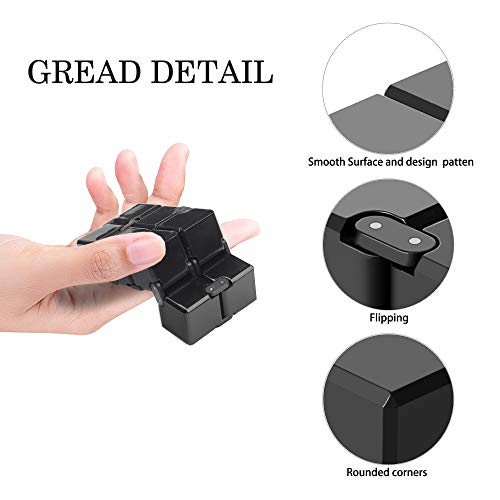 Funxim Infinity Cube Fidget Toy Cube suitable for Adults & Kids, New Version Fidget Finger Toy Stress and Anxiety relief, Killing Time Fidget Toys Infinite Cube suitable for Office Staff (Black)