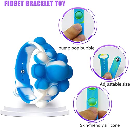 GuassLee 6 Pack Wristband Fidget Toys, Push Pop Bubble Stress Relief Toy Sensory Game Fidget Hand Finger Press Colorful Wearable Silicone Bracelet Toy Fun Toy for Anxiety Kids and Adults