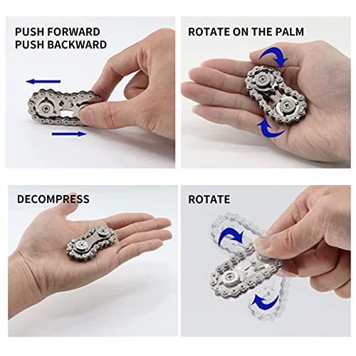 Fidget Chain Sensory Toys Autism-Single Finger Fast Bearings Bike Chain Gears Hand Fidget Spinner,Novelty Toys Used to Relieve Stress, Anxiety, Party Favors Gifts For Kids Adult ADD ADHD EDC