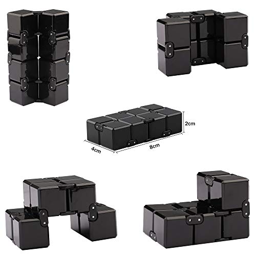 Funxim Infinity Cube Fidget Toy Cube suitable for Adults & Kids, New Version Fidget Finger Toy Stress and Anxiety relief, Killing Time Fidget Toys Infinite Cube suitable for Office Staff (Black)