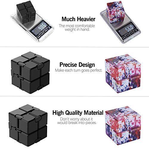 Funxim Infinity Cube Fidget Toy, EDC Fidgeting Game for Kids and Adults, New Version Cool Mini Fidget Finger Toy Best for Stress and Anxiety Relief and Kill Time, Scrub (Black)