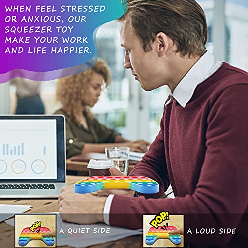 Bdwing Push it Pop Bubble Fidget Toy, Stress Relief Sensory Toys, Silicone jumbo Poppet Fidgets for Autism, Relieve Fatigue Finger Toys for Kids, Adults (Macaron-gamepad)