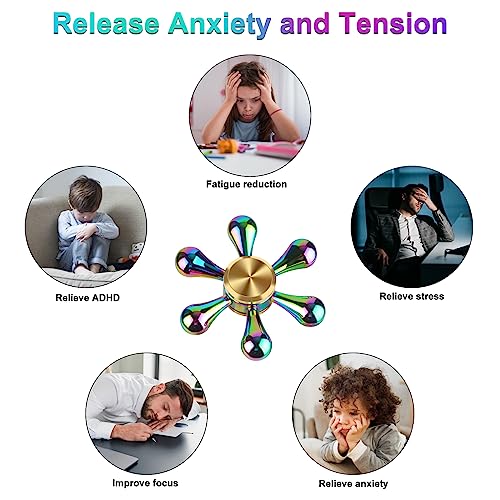 Vofolen Fidget Spinner Finger Hand Spinner Fidget Toy Durable Fast Bearing Precision Metal Fidget Spinners Novelty Toys Used to Relieve Stress Anxiety ADHD Party Favors Gifts For Kids Adult -Colorful