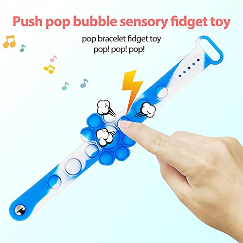 GuassLee 6 Pack Wristband Fidget Toys, Push Pop Bubble Stress Relief Toy Sensory Game Fidget Hand Finger Press Colorful Wearable Silicone Bracelet Toy Fun Toy for Anxiety Kids and Adults