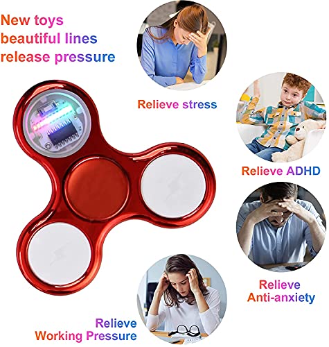 LED Hand Popper Fidget Packs, 6 PCS Light up Fidget Spinner Toys for Kids Teens Adults, Sensory Hand Fidget Toys for Stress Relief, Light Up Finger Toys for Birthday Party Favors