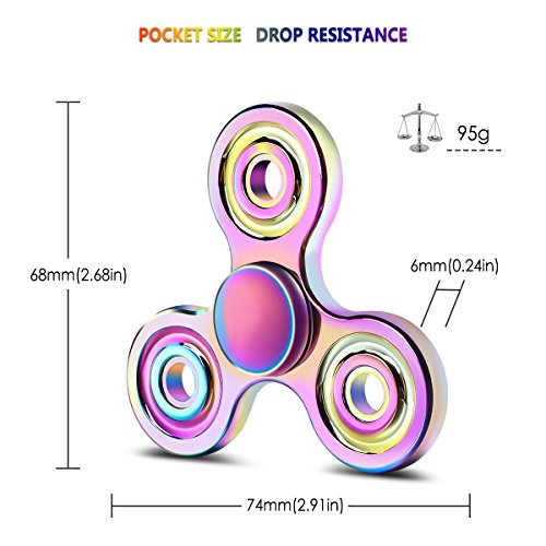 Vunake Fidget Spinner Hand Spinner Fidget Toys for Kids Adults Stainless Steel Bearing High Speed 2-5 Min Spins Precision Brass Tri Finger Gyro Toy EDC ADHD Focus Anxiety Stress Relief Sensory Toys