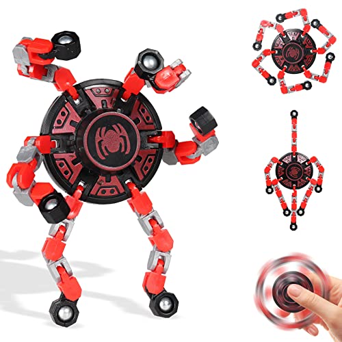 Transmable Fidget Spinner Fingertip Tip Spin Top Toy Spiderman, Funny DIY Finger Spinner Creative Twisted and Deformed Doll Robot Fingertip Mechanical Gyro Boys Girls Kids Adults Sensory Toys All Ages