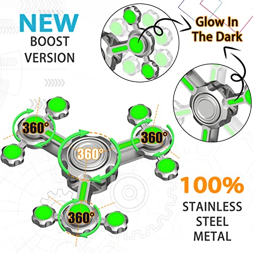 Boost Kinetic Energy Fidget Spinner Toy for Kids Adults, Glow in The Dark Big Hand Finger Spiner Spinning Top Desk Toy for Stress Relief Anti Anxiety, Brithday Christmas Stocking Stuffer