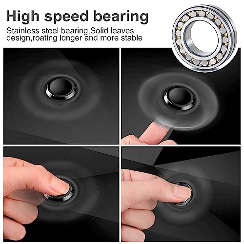 Aolcev Fidget Spinner Fidget Toy Hand Spinner Stainless Steel Metal 3-5 Minutes Fast Bearing Spins Hand Spinner Tri Finger Gyro Toy ADHD EDC Focus Anxiety Stress Relief Toys for Kids Women Men-Black