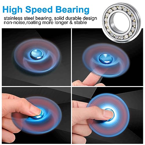 Vofolen Fidget Spinner Fidget Toy Stainless Steel Metal Bearing High Speed 3-6 Min Spins Hand Spinner Fidget Toys EDC ADHD Anxiety Stress Relief Tri Finger Fidget Spinners Sensory Toy Kids Adult-Blue