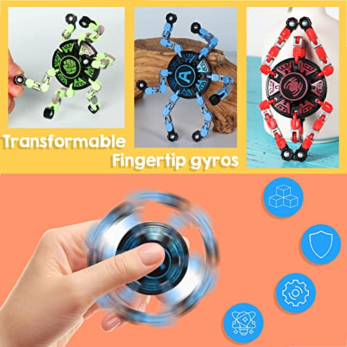 Transmable Fidget Spinner Fingertip Tip Spin Top Toy Spiderman, Funny DIY Finger Spinner Creative Twisted and Deformed Doll Robot Fingertip Mechanical Gyro Boys Girls Kids Adults Sensory Toys All Ages