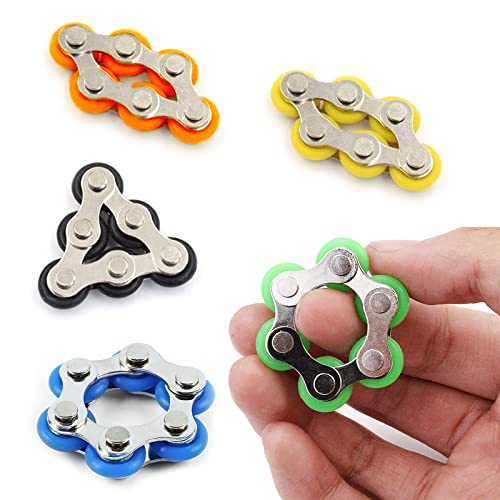 Jancosta 5 Pcs Roller Chain Fidget Toy Stress Relief Steel Bike Chain Fidget Finger Toys for ADD ADHD Anxiety Autism Adults Kids