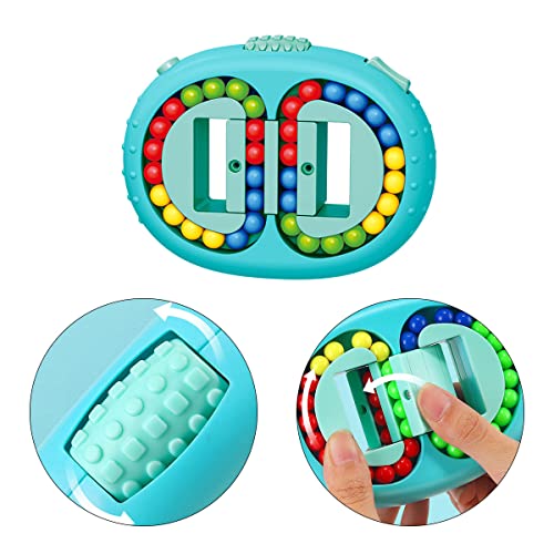 Jagowa 1 Piece Double-Sided Ball Puzzle Cube Fidget Toy for Kid, Magic Cube Creative Finger Puzzle Cube for Children 4-6 Years Old (Blue)