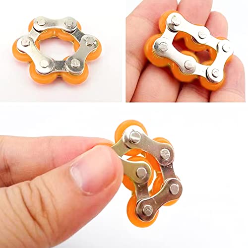 Jancosta 5 Pcs Roller Chain Fidget Toy Stress Relief Steel Bike Chain Fidget Finger Toys for ADD ADHD Anxiety Autism Adults Kids