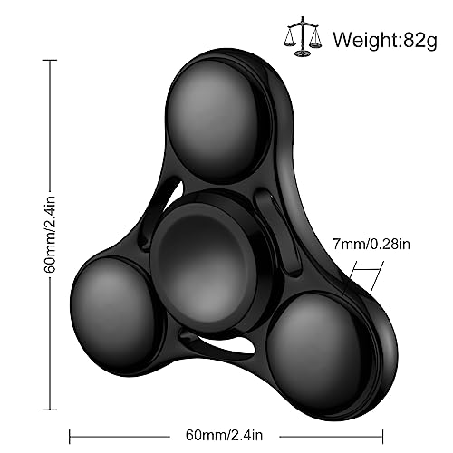 Aolcev Fidget Spinner Fidget Toy Hand Spinner Stainless Steel Metal 3-5 Minutes Fast Bearing Spins Hand Spinner Tri Finger Gyro Toy ADHD EDC Focus Anxiety Stress Relief Toys for Kids Women Men-Black