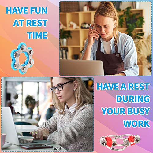 Diyiming 8 Pack Fidget Toys Bicycle Chain Decompression Toy Bike Chain Fidget Toys Set Roller Chain Fidget Toy Spinners Finger Toys for ADD ADHD Anxiety Autism Adults Kids