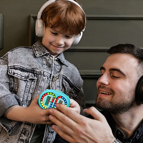 Jagowa 1 Piece Double-Sided Ball Puzzle Cube Fidget Toy for Kid, Magic Cube Creative Finger Puzzle Cube for Children 4-6 Years Old (Blue)