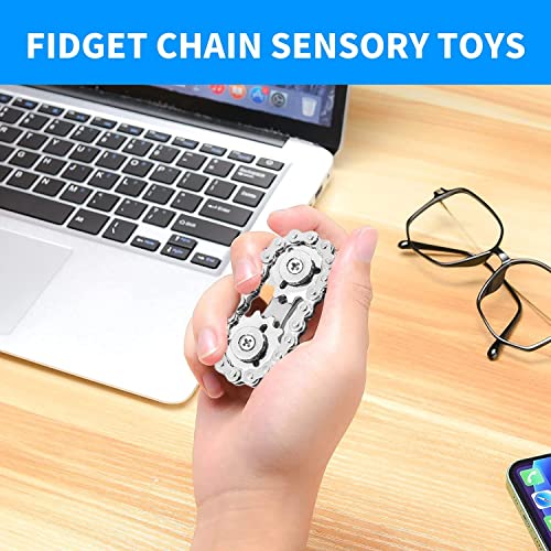 Yeefunjoy Fidget Chain Sensory Toys, Single Finger Smooth Fast Bearings Bike Chain Gears Hand Fidget Rotating, Durable Mechanics, Relieve Stress, Anxiety, Party Favors Gifts For Kids Adult Autism ADHD