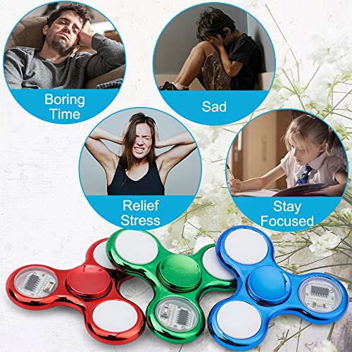 LED Hand Popper Fidget Packs, 6 PCS Light up Fidget Spinner Toys for Kids Teens Adults, Sensory Hand Fidget Toys for Stress Relief, Light Up Finger Toys for Birthday Party Favors