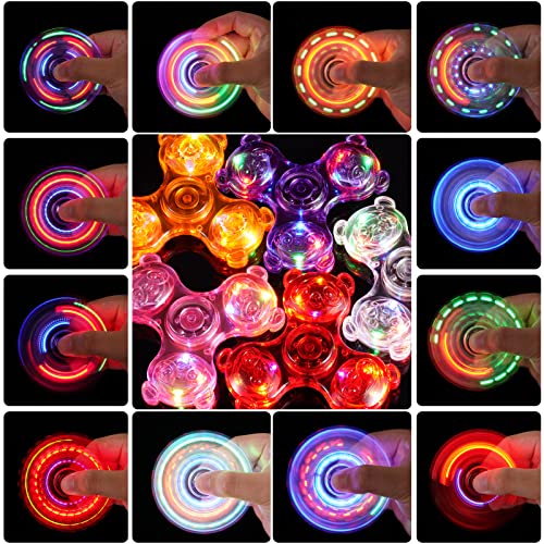 SCIONE 5 Pack Panda Fidget Spinner LED Easter Party Favours Light up Toys for Kids-LED Crystal Fidget Finger Toy Hand Fidget Spinner-Anxiety Toys Stress Relief Reducer