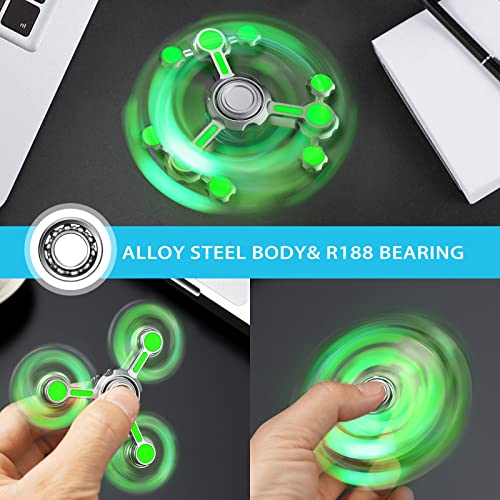 Boost Kinetic Energy Fidget Spinner Toy for Kids Adults, Glow in The Dark Big Hand Finger Spiner Spinning Top Desk Toy for Stress Relief Anti Anxiety, Brithday Christmas Stocking Stuffer