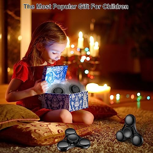 Aolcev Fidget Spinner Fidget Toy Hand Spinner Stainless Steel Metal 3-5 Minutes Fast Bearing Spins Hand Spinner Tri Finger Gyro Toy ADHD EDC Focus Anxiety Stress Relief Toys for Kids Women Men-Black