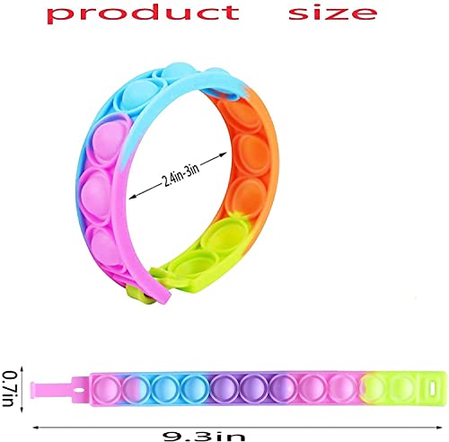 15pcs Push Pop Bracelet Bubble Fidget Toys, Hand Finger Press Multicolor Silicone Wristband Toy, Wearable Autism Special Needs Stress Reliever Fidget Bulk for Kids Party Favors (15pcs)